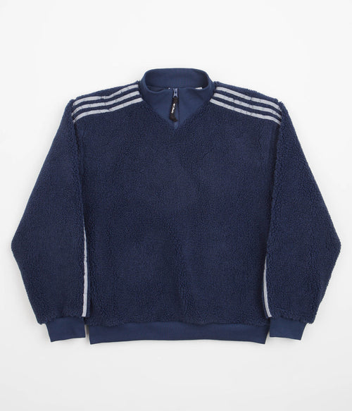 Adidas Blondey Sherpa Pullover Jacket in Mineral Blue and Reflective Silver