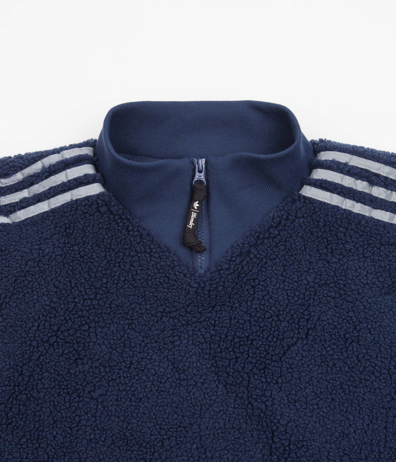 Adidas Blondey Sherpa Pullover Jacket in Mineral Blue and Reflective Silver