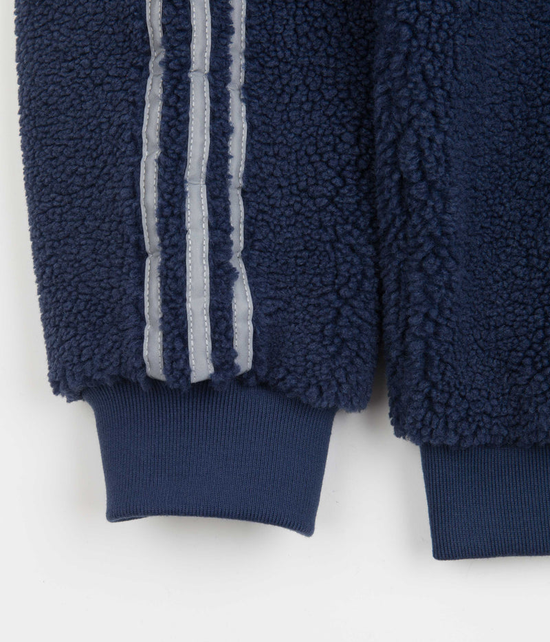 Adidas Blondey Sherpa Pullover Jacket in Mineral Blue and Reflective Silver