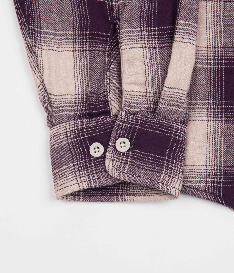 Brixton Bowery Summer Weight Flannel Shirt in Purple and Beige