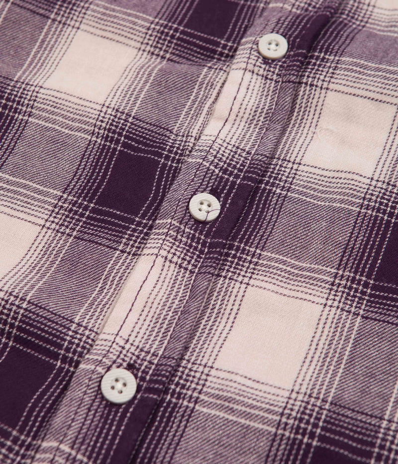 Brixton Bowery Summer Weight Flannel Shirt in Purple and Beige