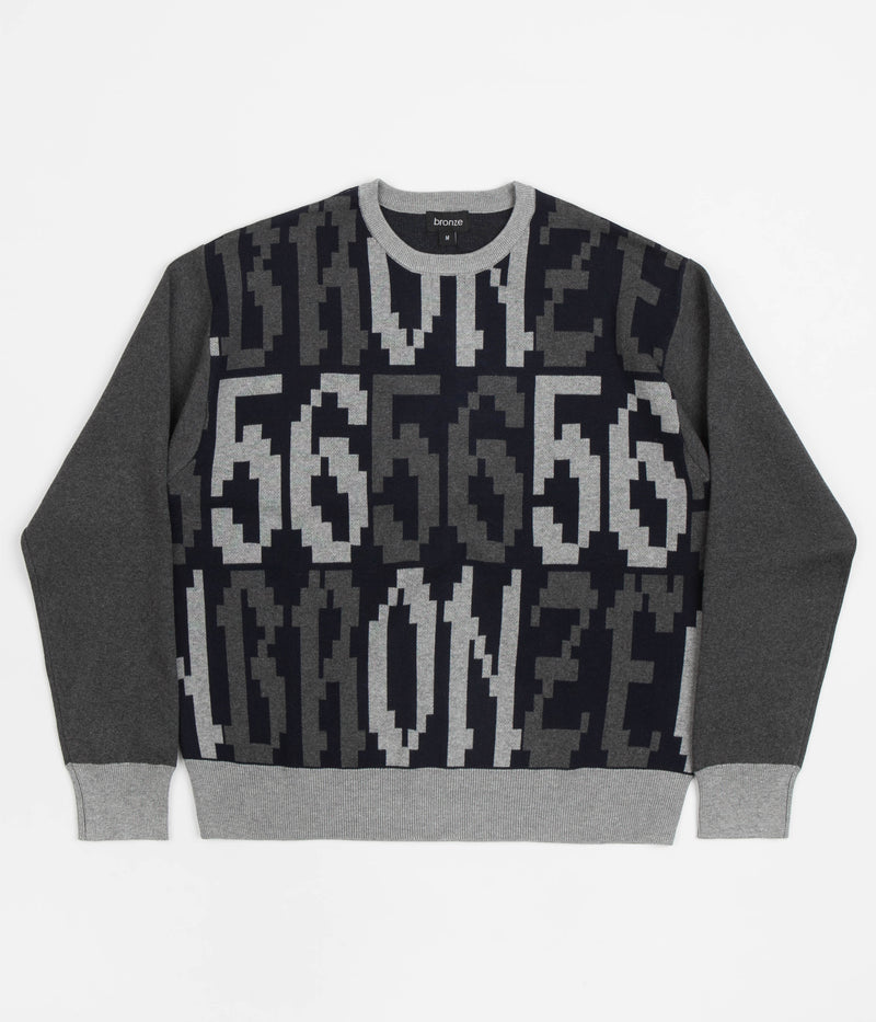 Bronze 56K Old E Crewneck Sweatshirt in Black and Grey