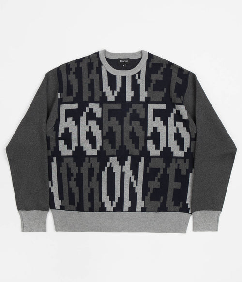 Bronze 56K Old E Crewneck Sweatshirt in Black and Grey