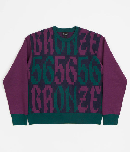 Bronze 56K Old E Crewneck Sweatshirt in Purple and Teal