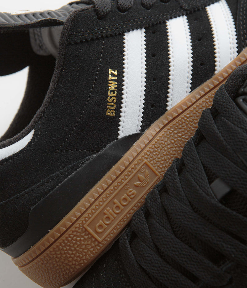 Adidas Busenitz Shoes in Black and Running White / Metallic Gold