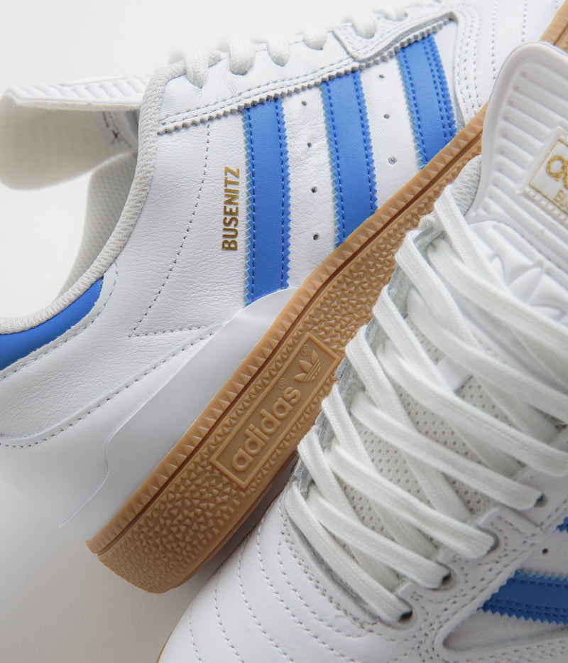 Adidas Busenitz Shoes in FTWR White and Bluebird / Gold Metallic