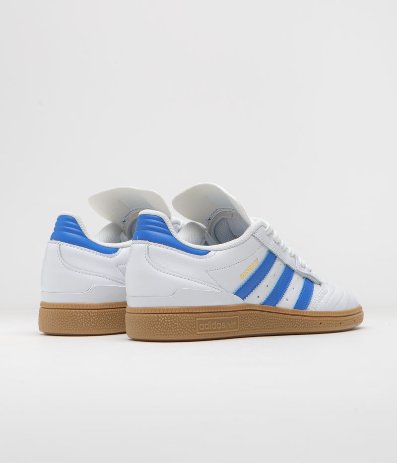 Adidas Busenitz Shoes in FTWR White and Bluebird / Gold Metallic