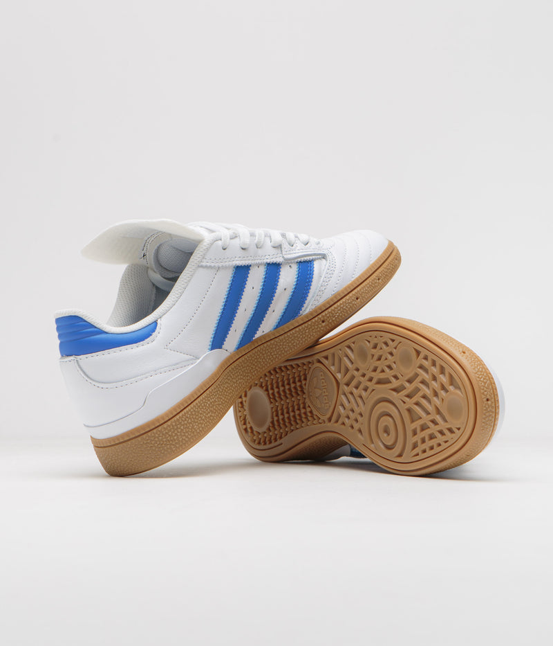Adidas Busenitz Shoes in FTWR White and Bluebird / Gold Metallic