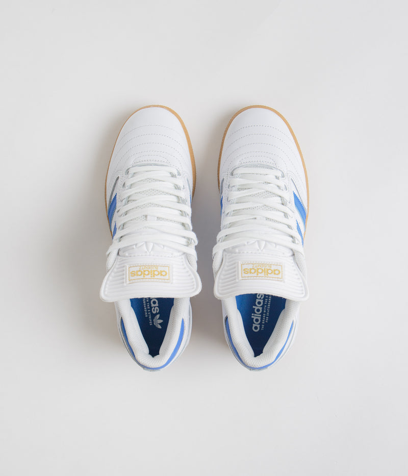 Adidas Busenitz Shoes in FTWR White and Bluebird / Gold Metallic