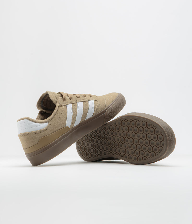 Adidas Busenitz Vulc II Shoes in Cardboard and Chalk White / Gold Metallic