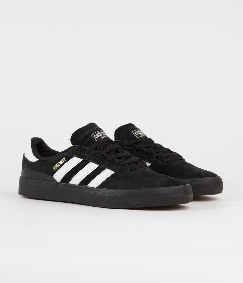 Adidas Busenitz Vulc II Shoes in Core Black and FTWR White / Gold Metallic