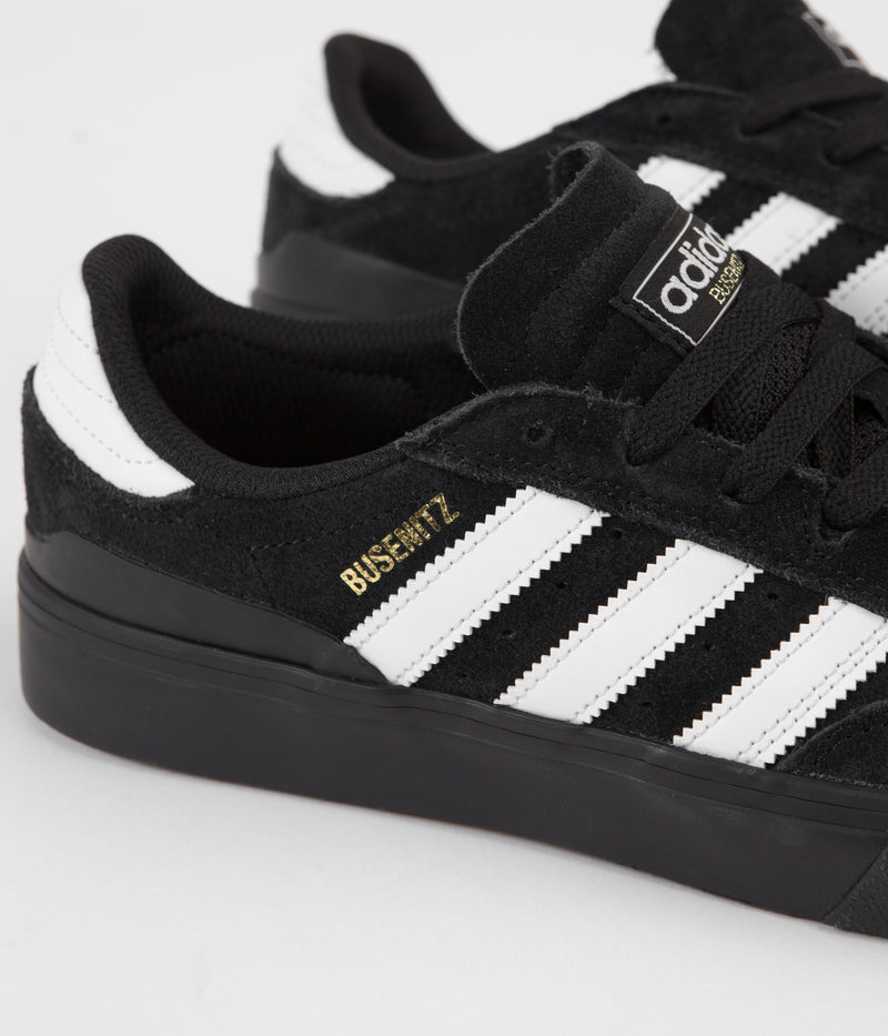 Adidas Busenitz Vulc II Shoes in Core Black and FTWR White / Gold Metallic