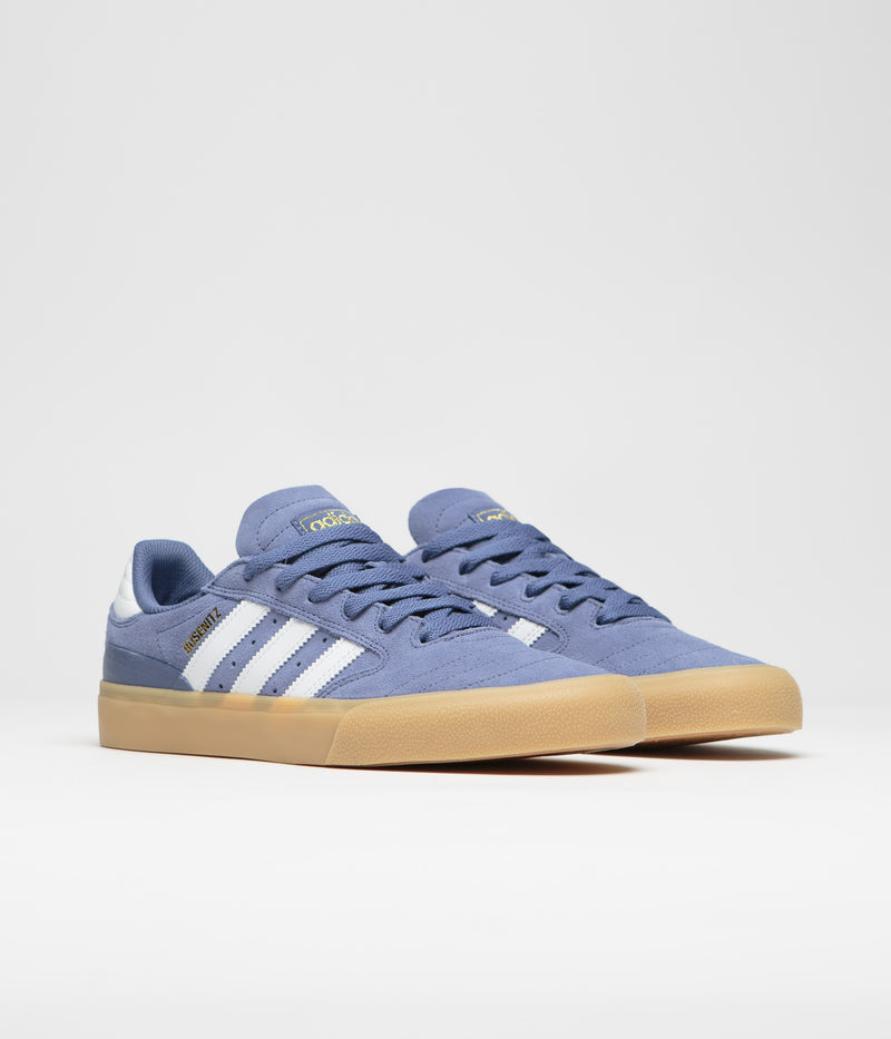 Adidas Busenitz Vulc II Shoes in Crew Blue and FTWR White / Gum3