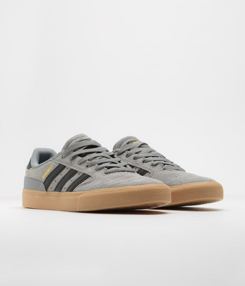 Adidas Busenitz Vulc II Shoes in Grey Three and Core Black / Gold Metallic