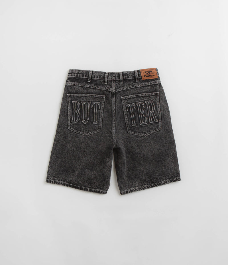 Butter Goods Applique Denim Shorts in Acid Black