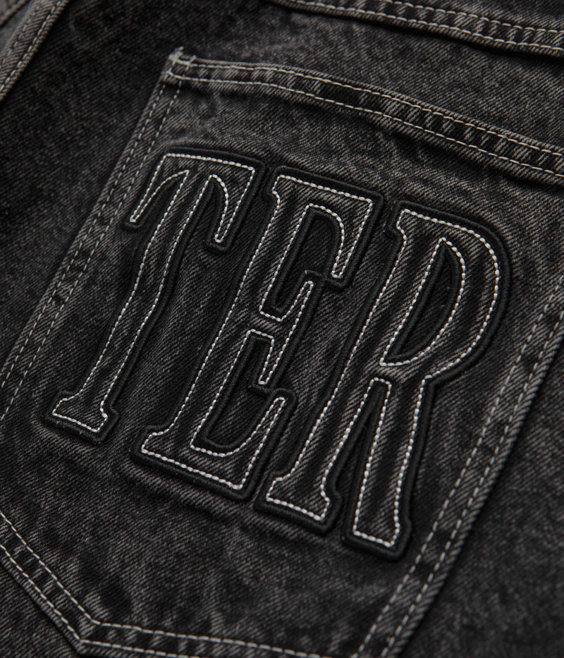 Butter Goods Applique Denim Shorts in Acid Black