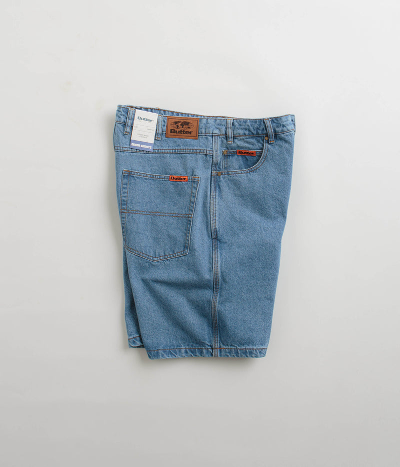 Butter Goods Baggy Denim Shorts in Washed Indigo