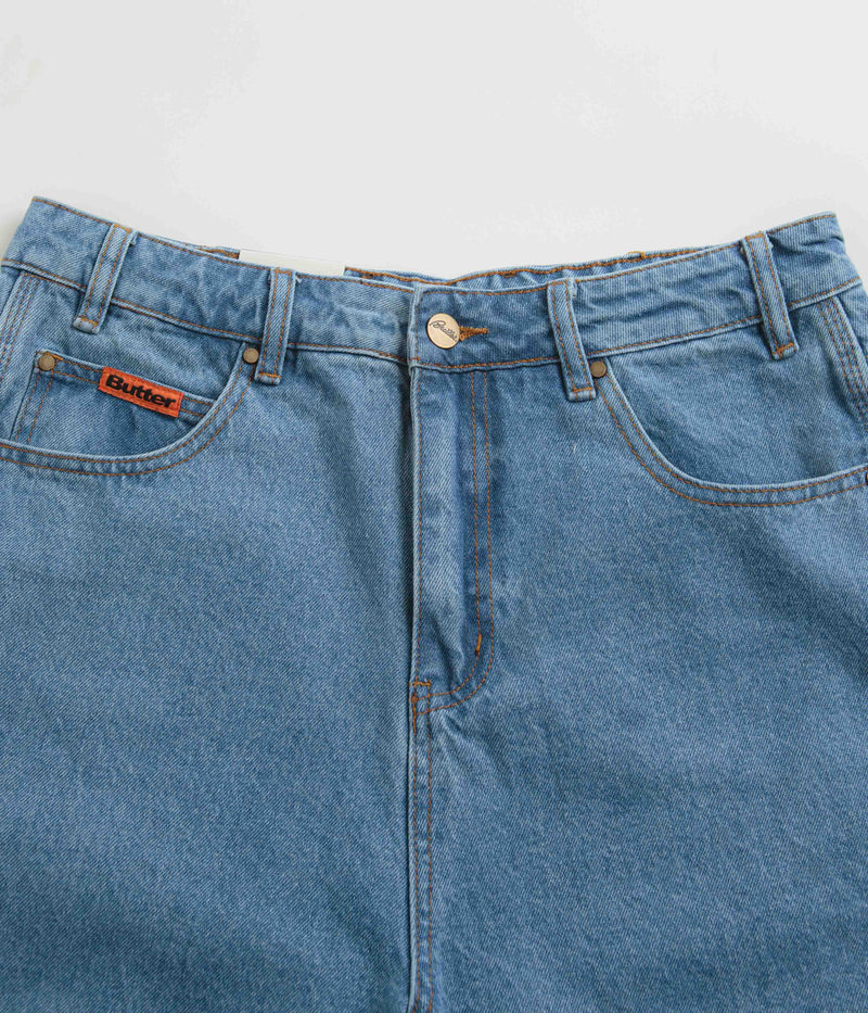 Butter Goods Baggy Denim Shorts in Washed Indigo
