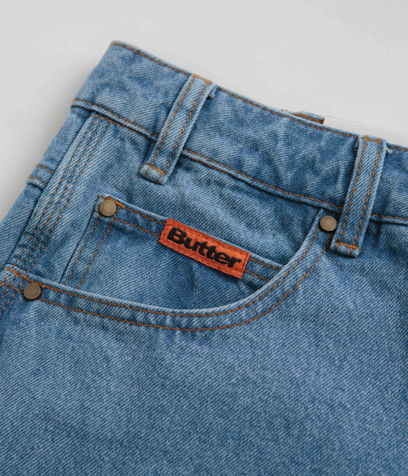 Butter Goods Baggy Denim Shorts in Washed Indigo