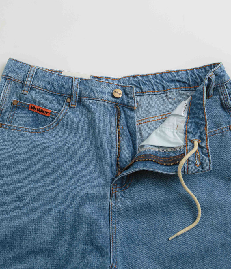 Butter Goods Baggy Denim Shorts in Washed Indigo