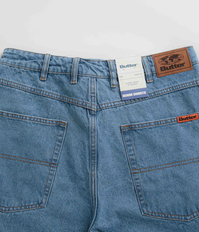 Butter Goods Baggy Denim Shorts in Washed Indigo