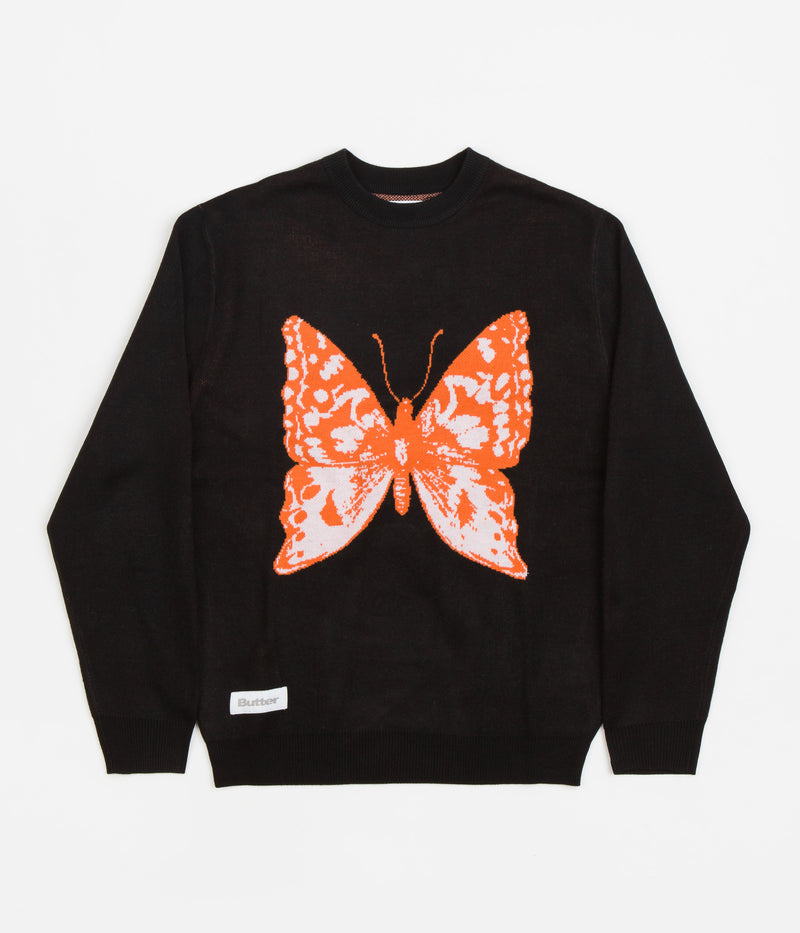 Butter Goods Butterfly Knit Crewneck Sweatshirt in Black