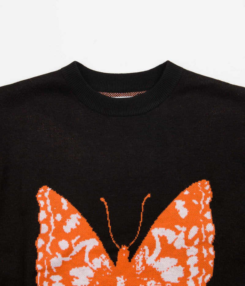 Butter Goods Butterfly Knit Crewneck Sweatshirt in Black