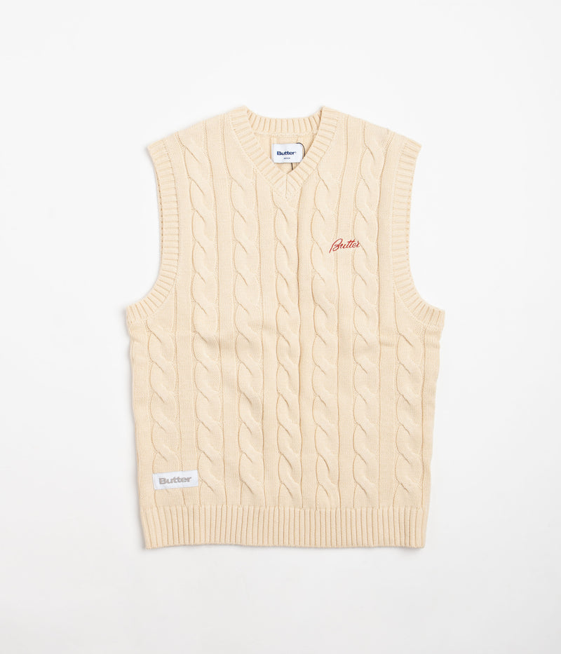 Butter Goods Cable Knit Vest in Bone