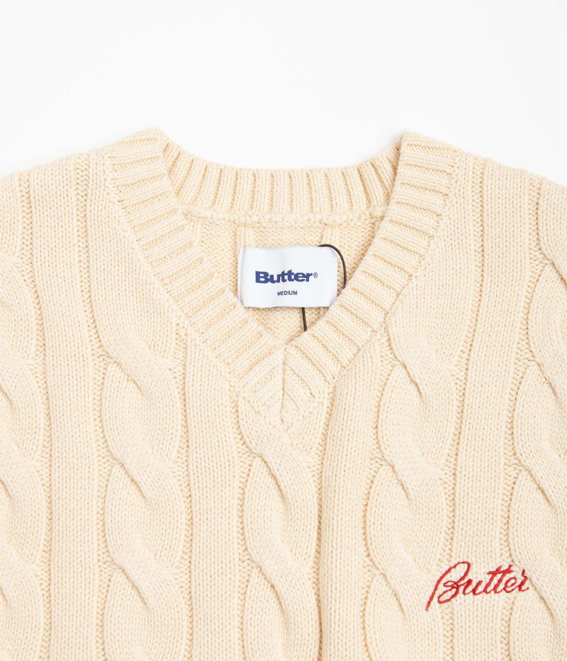 Butter Goods Cable Knit Vest in Bone