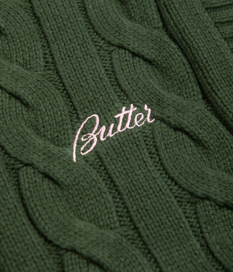 Butter Goods Cable Knit Vest in Forest