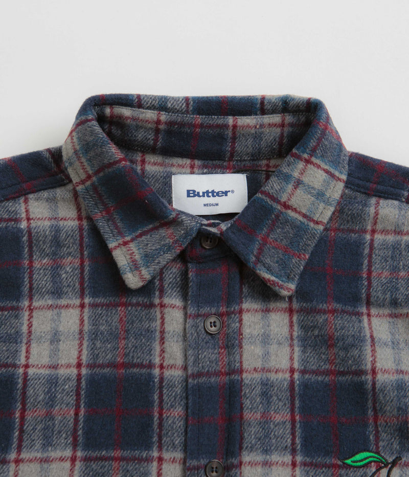 Butter Goods Cherry Flannel Shirt in Navy