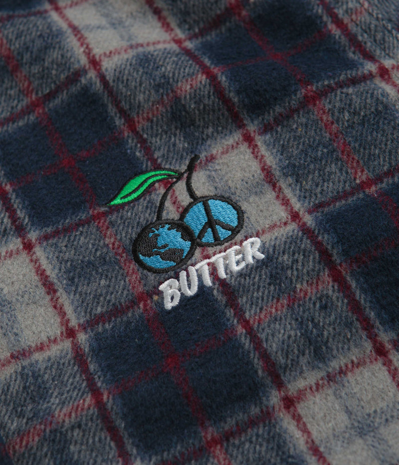 Butter Goods Cherry Flannel Shirt in Navy