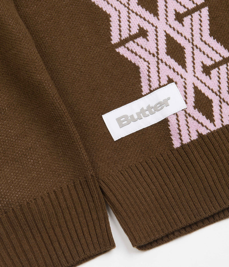 Butter Goods Club Knitted Cardigan in Chocolate