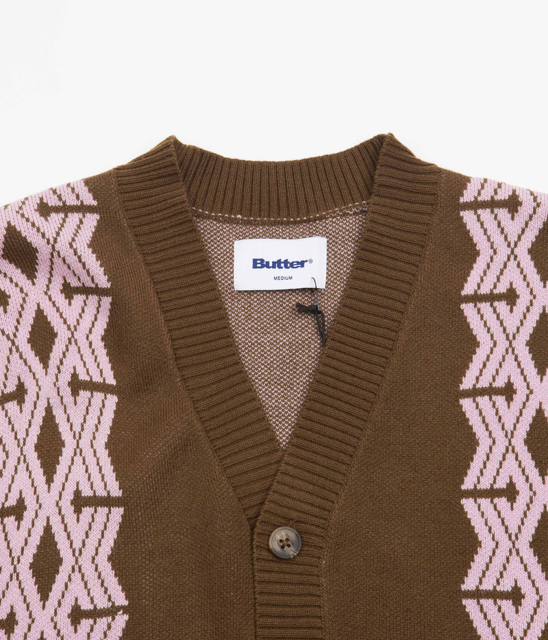 Butter Goods Club Knitted Cardigan in Chocolate