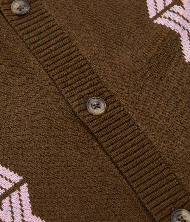 Butter Goods Club Knitted Cardigan in Chocolate