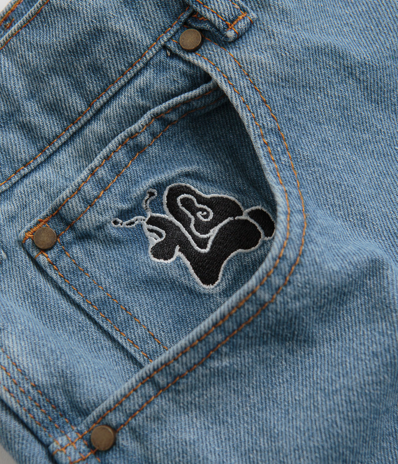 Butter Goods Critter Baggy Denim Shorts in Washed Indigo