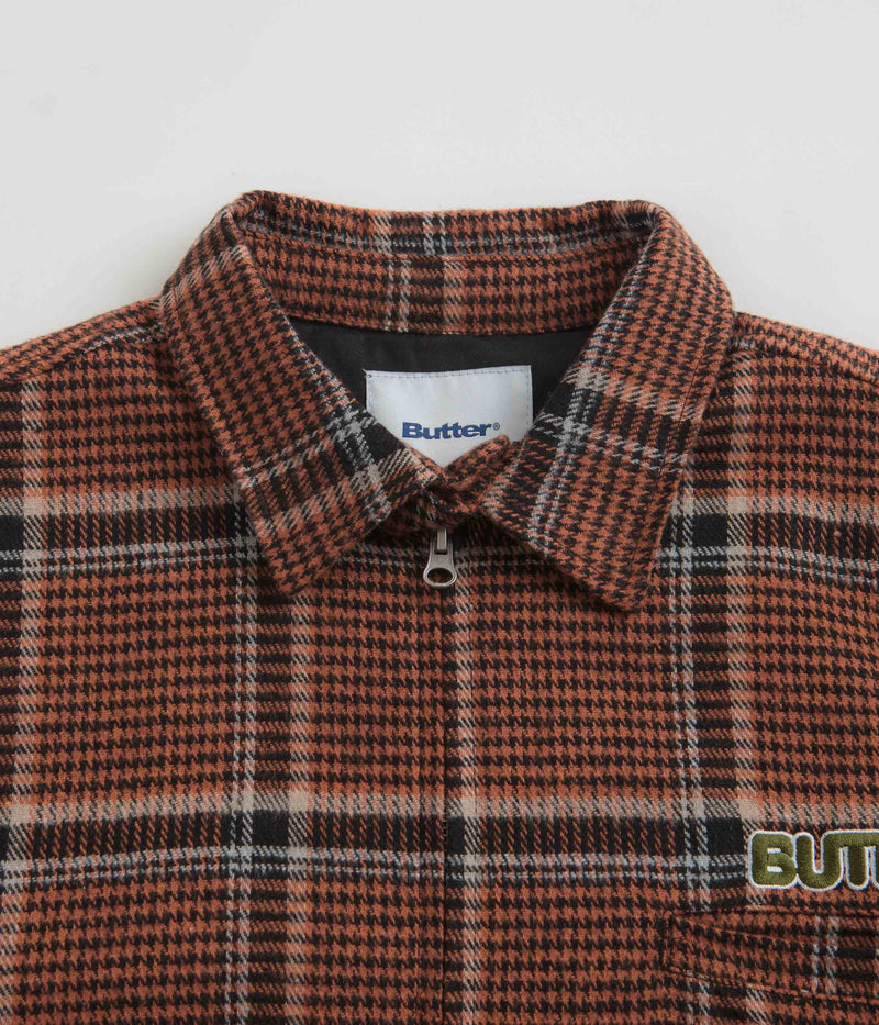 Butter Goods Dougie Plaid Overshirt in Rust and Black / White