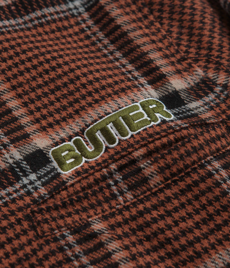 Butter Goods Dougie Plaid Overshirt in Rust and Black / White
