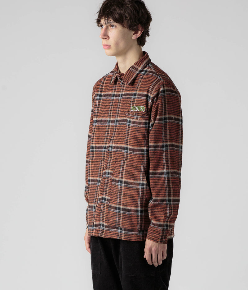 Butter Goods Dougie Plaid Overshirt in Rust and Black / White