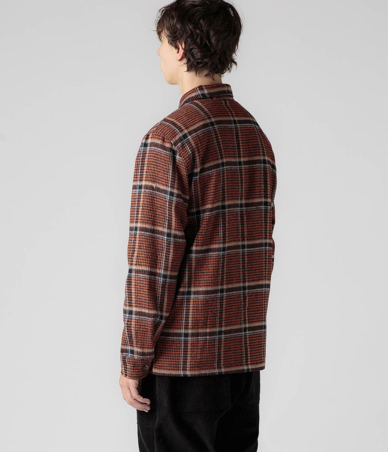 Butter Goods Dougie Plaid Overshirt in Rust and Black / White