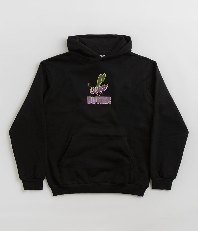Butter Goods Dragonfly Embroidered Hoodie in Black