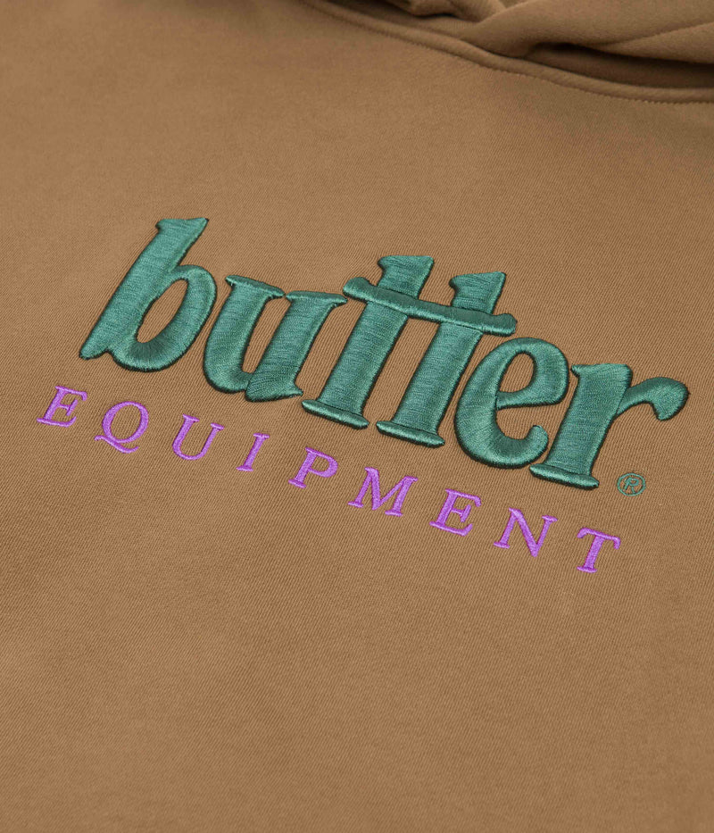 Butter Goods Equipment Embroidered Hoodie in Brown