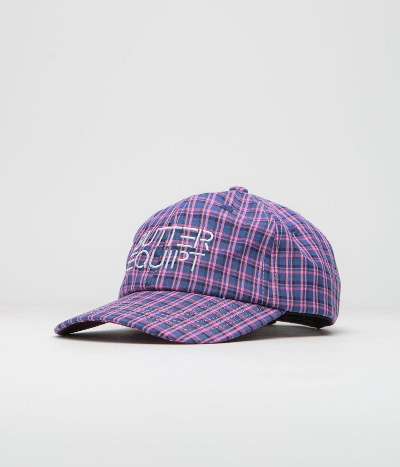 Butter Goods Equipt Plaid Cap in Navy and Pink