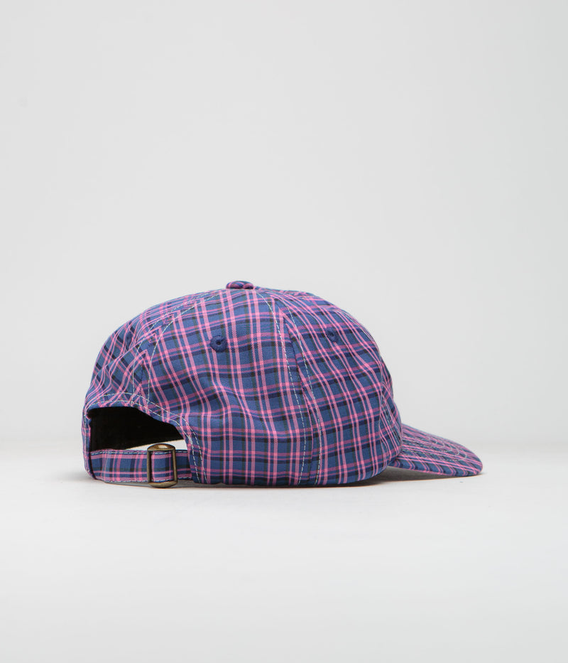 Butter Goods Equipt Plaid Cap in Navy and Pink