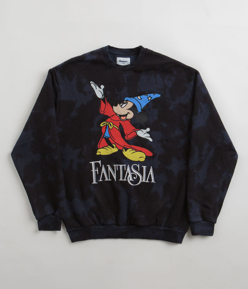 Butter Goods Fantasia Crewneck Sweatshirt in Navy Tie Dye