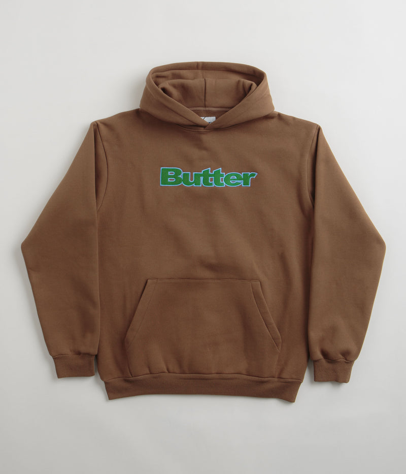 Butter Goods Felt Logo Applique Hoodie in Brown
