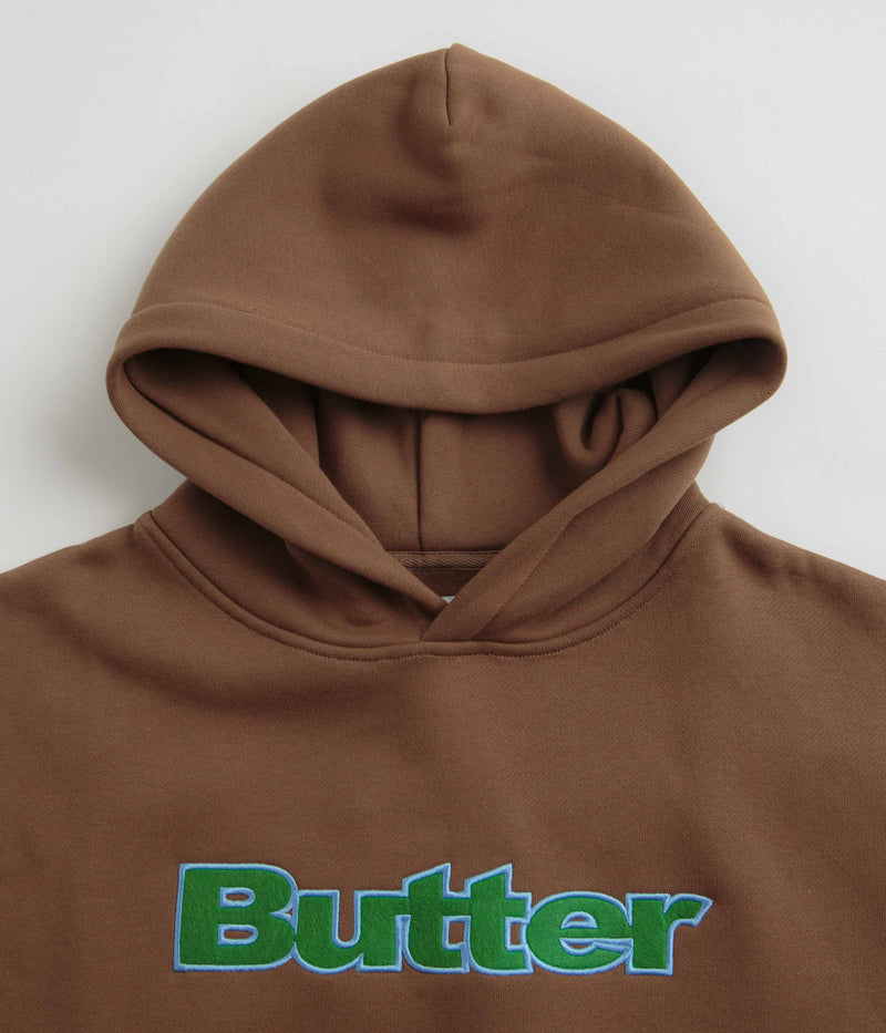 Butter Goods Felt Logo Applique Hoodie in Brown