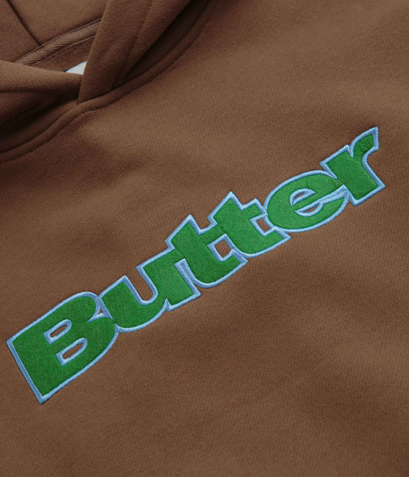 Butter Goods Felt Logo Applique Hoodie in Brown