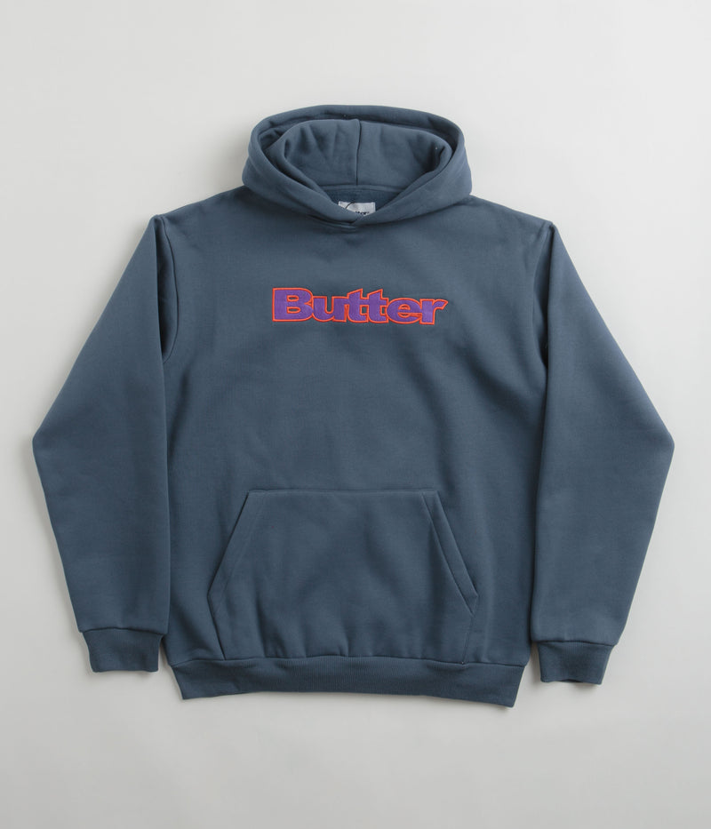 Butter Goods Felt Logo Applique Hoodie in Denim