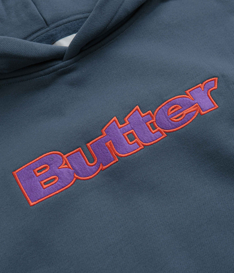 Butter Goods Felt Logo Applique Hoodie in Denim